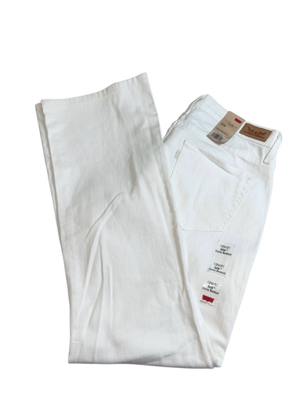 NEW Levis Womens 31X32 White 529 Curvy Bootcut Mid Rise Jeans